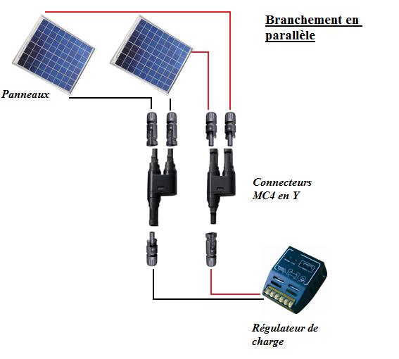 Y éclats 2 à 1 en tant que couple solaire connecteur mc4 enfichables modules parallèle éteignent 